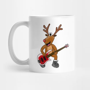 Christmas Bassist Rudolf The Reindeer Bass Guitar Mug